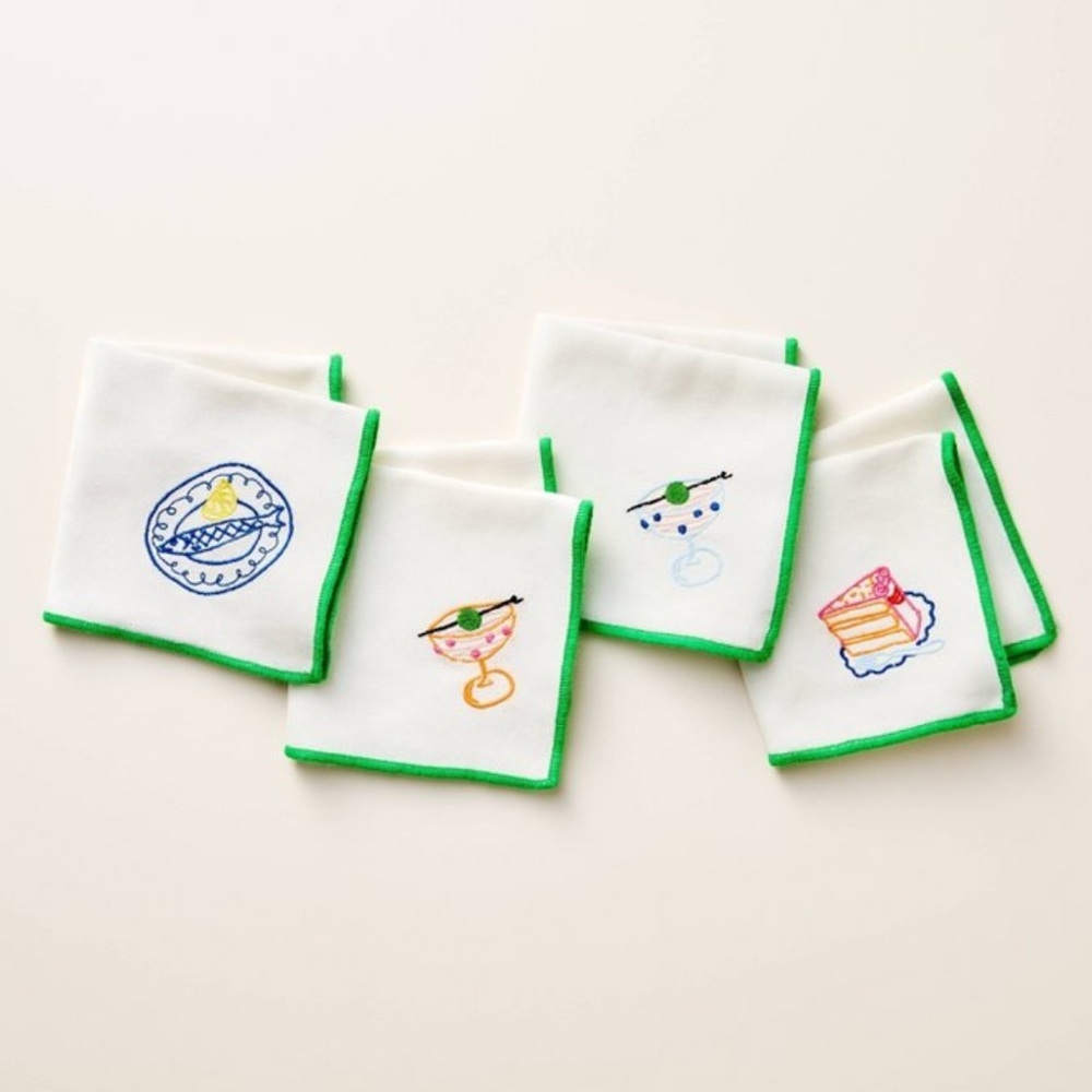kate spade x Target Cloth Napkins Embroidered 4 pack set NWT
